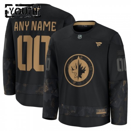 Winnipeg Jets Fanatics Military Appreciation Practice Custom 2024-25 Schwarz Trikot - Kinder